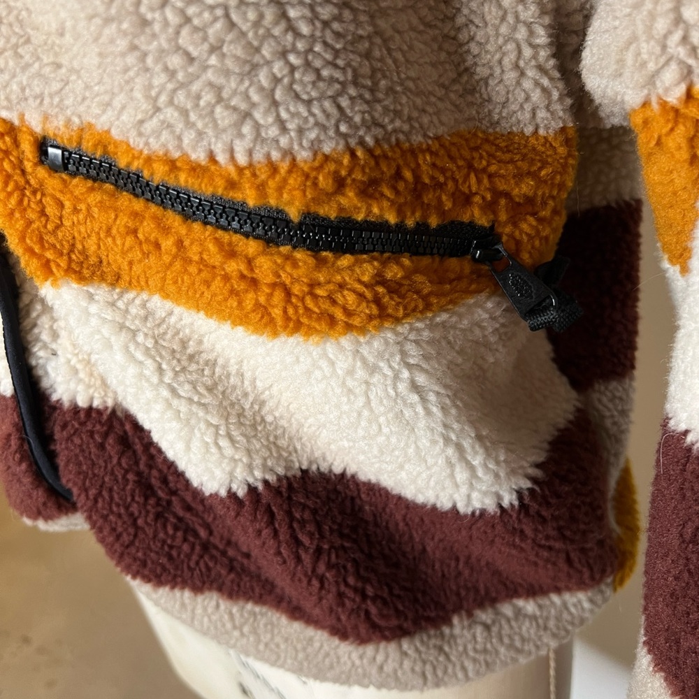 Free People S Movement Rocky Ridge brown stripe fleece jacket - Picture 4 of 8